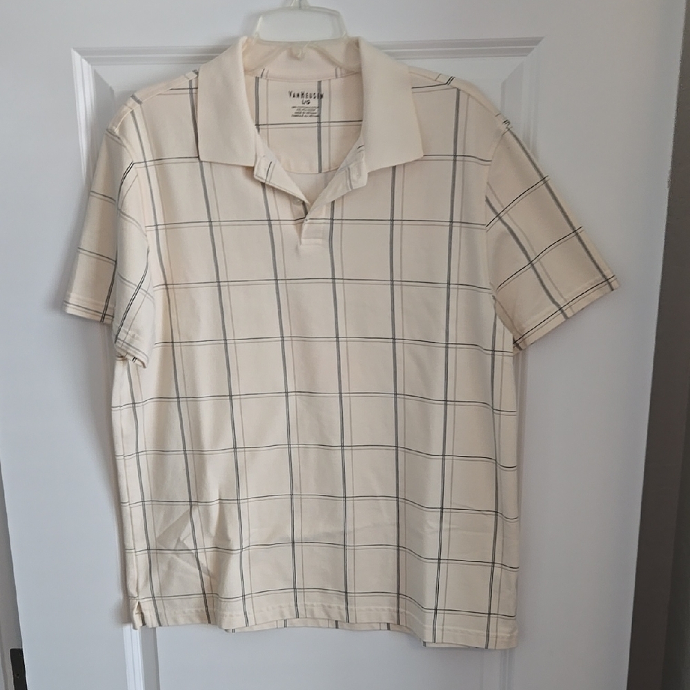 Van Heusen Cream Checkered Men's Shirt